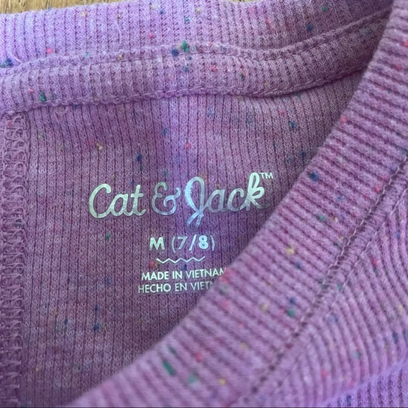 CAT & JACK PURPLE SPECKLED WAFFLE KNIT LONG SLEEVE SHIRT GIRLS SIZE MEDIUM 7/8 - Picture 3 of 3